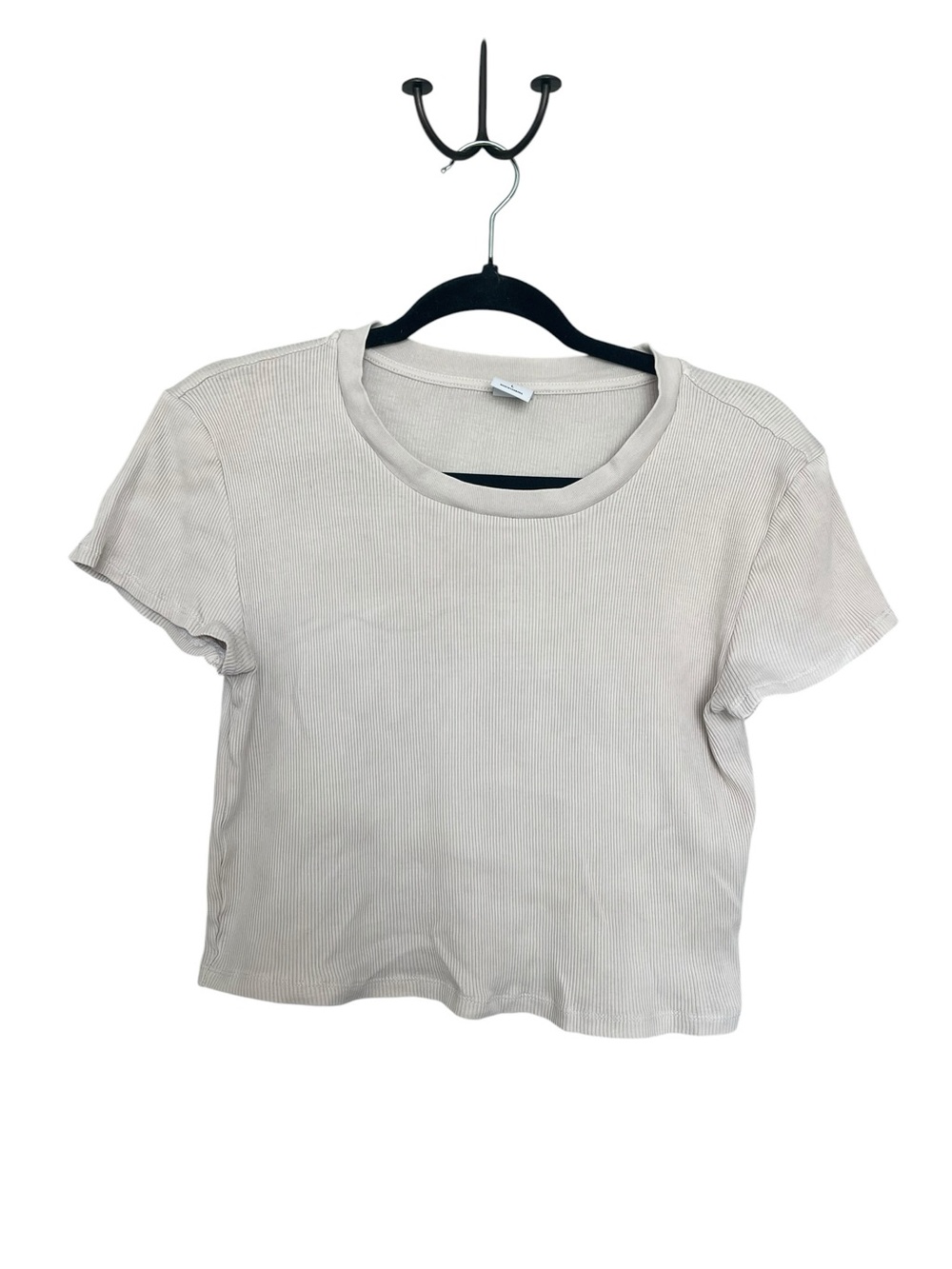 Aritzia TNA Short Sleeve Ribbed Tee - Light Cream